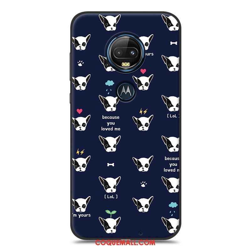 Étui Moto G7 Tout Compris Ornements Suspendus Bleu, Coque Moto G7 Charmant Silicone