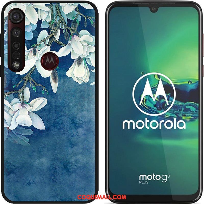 Étui Moto G8 Plus Chaud Dessin Animé Téléphone Portable, Coque Moto G8 Plus Tissu Peinture