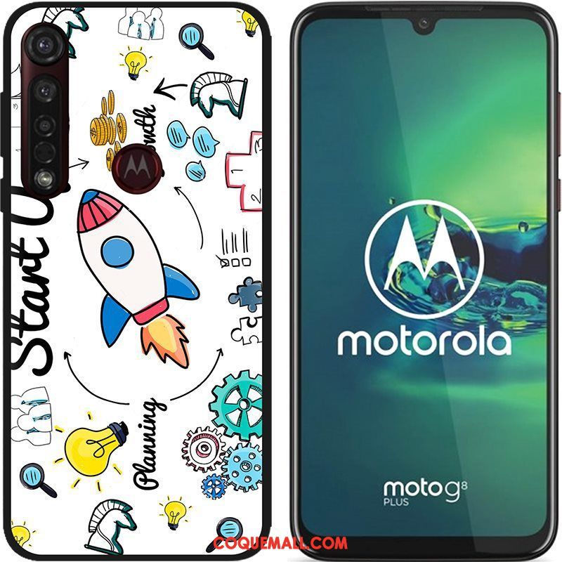 Étui Moto G8 Plus Chaud Dessin Animé Téléphone Portable, Coque Moto G8 Plus Tissu Peinture