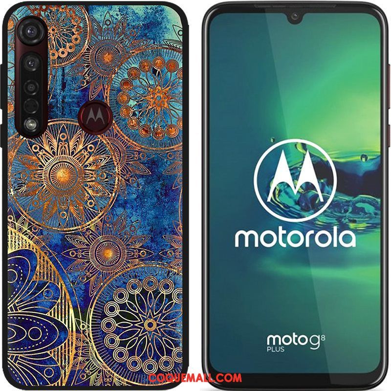 Étui Moto G8 Plus Chaud Dessin Animé Téléphone Portable, Coque Moto G8 Plus Tissu Peinture