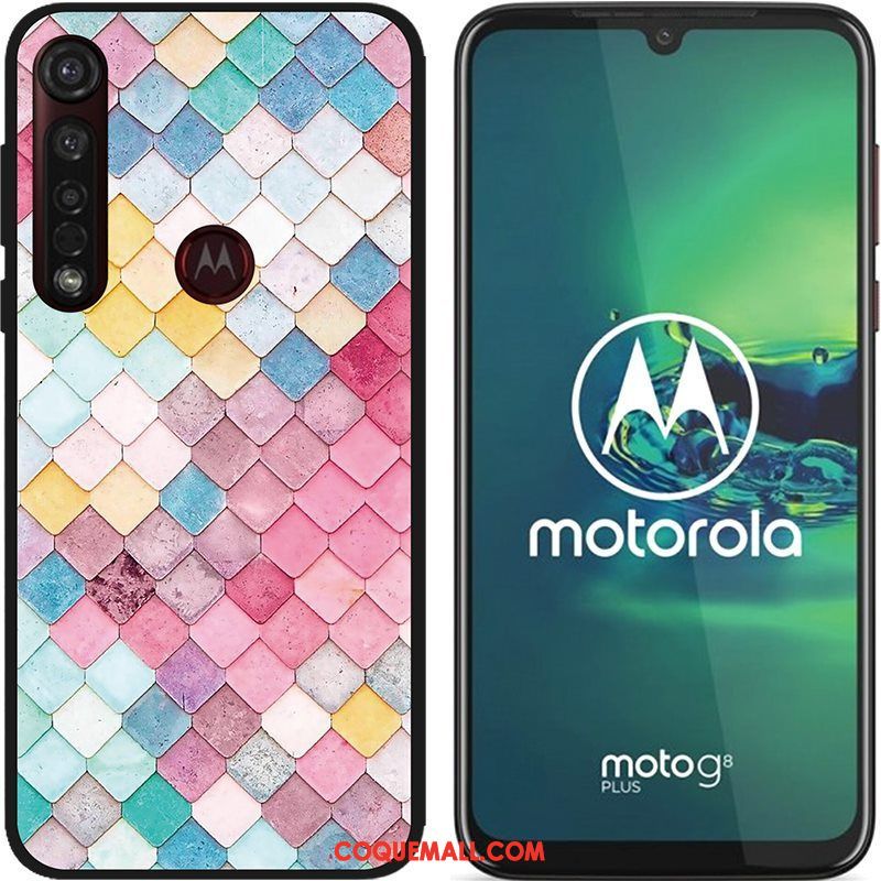 Étui Moto G8 Plus Chaud Dessin Animé Téléphone Portable, Coque Moto G8 Plus Tissu Peinture