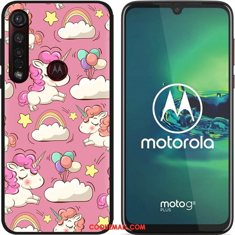 Étui Moto G8 Plus Chaud Dessin Animé Téléphone Portable, Coque Moto G8 Plus Tissu Peinture