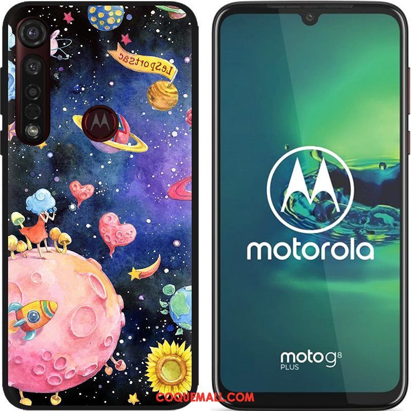 Étui Moto G8 Plus Chaud Dessin Animé Téléphone Portable, Coque Moto G8 Plus Tissu Peinture