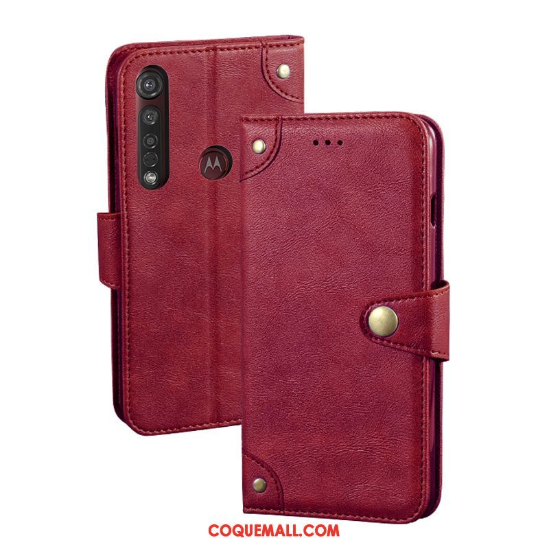 Étui Moto G8 Plus Créatif Téléphone Portable Portefeuille, Coque Moto G8 Plus Vintage Carte