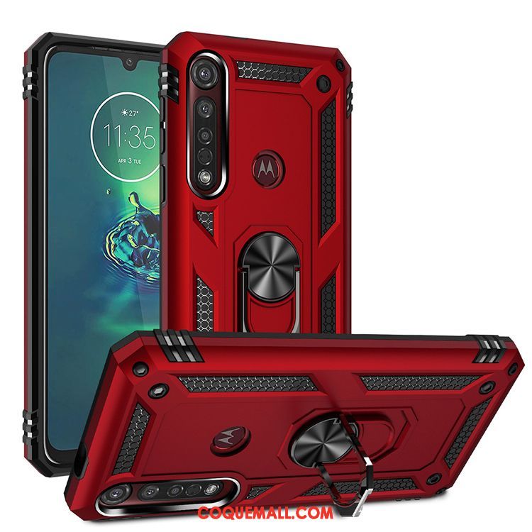 Étui Moto G8 Plus Fluide Doux Support Téléphone Portable, Coque Moto G8 Plus Rose Protection