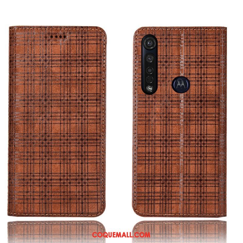 Étui Moto G8 Plus Incassable Tout Compris Protection, Coque Moto G8 Plus Velours En Cuir Braun