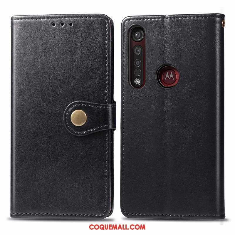 Étui Moto G8 Plus Ornements Suspendus Simple En Cuir, Coque Moto G8 Plus Couleur Unie Protection