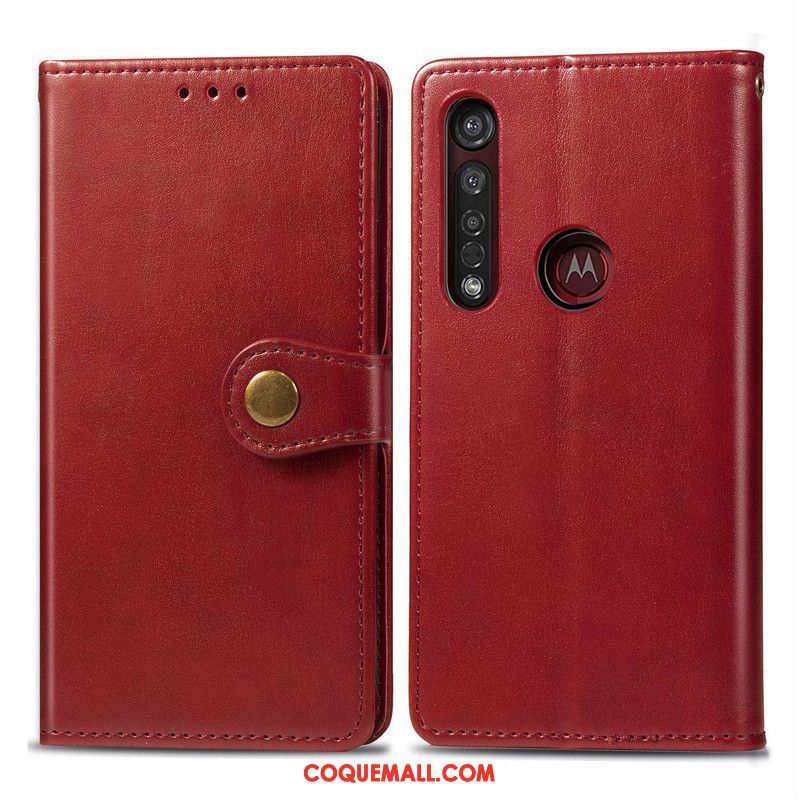 Étui Moto G8 Plus Ornements Suspendus Simple En Cuir, Coque Moto G8 Plus Couleur Unie Protection