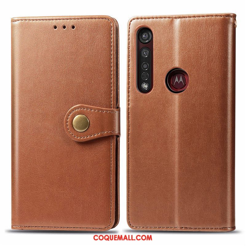 Étui Moto G8 Plus Ornements Suspendus Simple En Cuir, Coque Moto G8 Plus Couleur Unie Protection