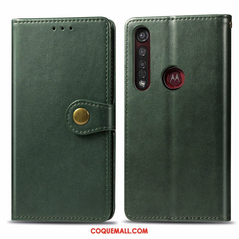 Étui Moto G8 Plus Ornements Suspendus Simple En Cuir, Coque Moto G8 Plus Couleur Unie Protection