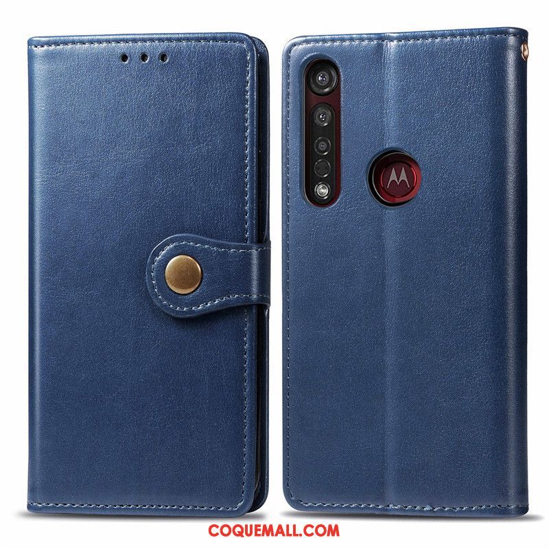 Étui Moto G8 Plus Ornements Suspendus Simple En Cuir, Coque Moto G8 Plus Couleur Unie Protection