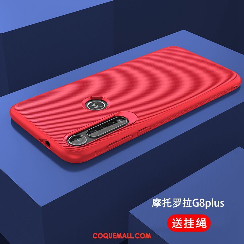 Étui Moto G8 Plus Protection Incassable Rouge, Coque Moto G8 Plus Pu Téléphone Portable