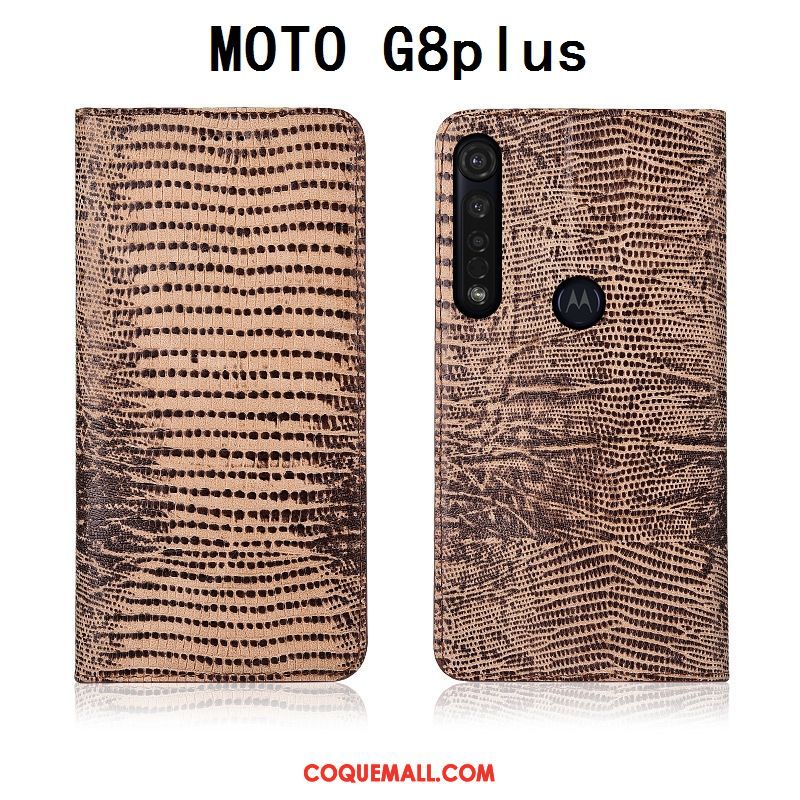Étui Moto G8 Plus Tout Compris En Cuir Incassable, Coque Moto G8 Plus Silicone Téléphone Portable Braun