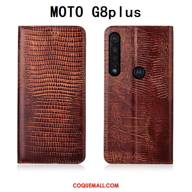 Étui Moto G8 Plus Tout Compris En Cuir Incassable, Coque Moto G8 Plus Silicone Téléphone Portable Braun