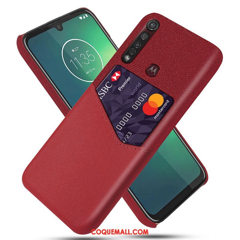 Étui Moto G8 Plus Téléphone Portable Cool En Cuir, Coque Moto G8 Plus Rouge Protection