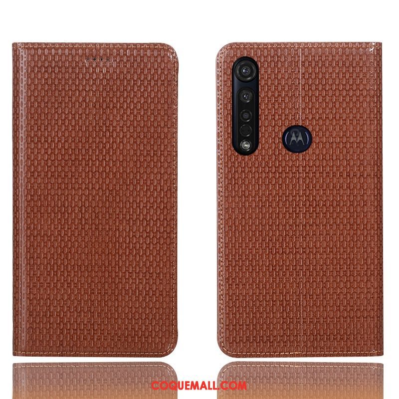 Étui Moto G8 Plus Téléphone Portable Protection Incassable, Coque Moto G8 Plus Tout Compris En Cuir Braun