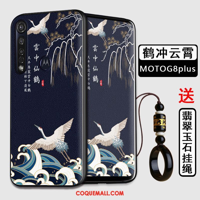 Étui Moto G8 Plus Téléphone Portable Tout Compris Style Chinois, Coque Moto G8 Plus Protection Silicone