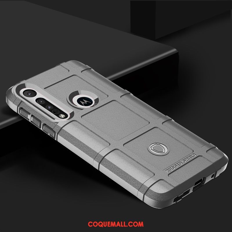 Étui Moto G8 Plus Épaissir Téléphone Portable Noir, Coque Moto G8 Plus Silicone Protection