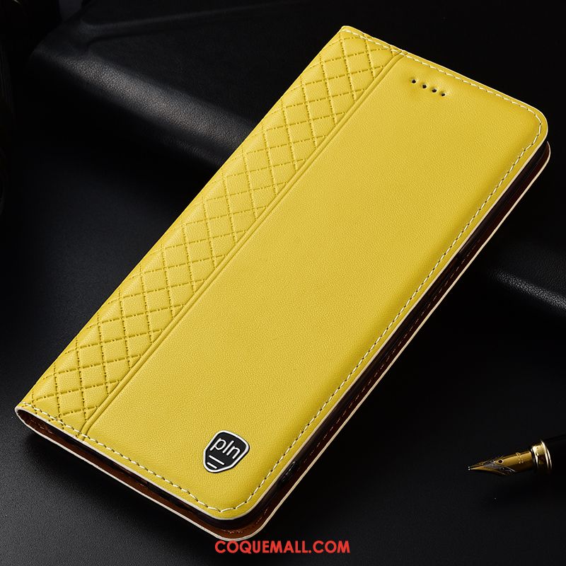 Étui Moto G8 Power Cuir Véritable Téléphone Portable Protection, Coque Moto G8 Power Tout Compris Jaune