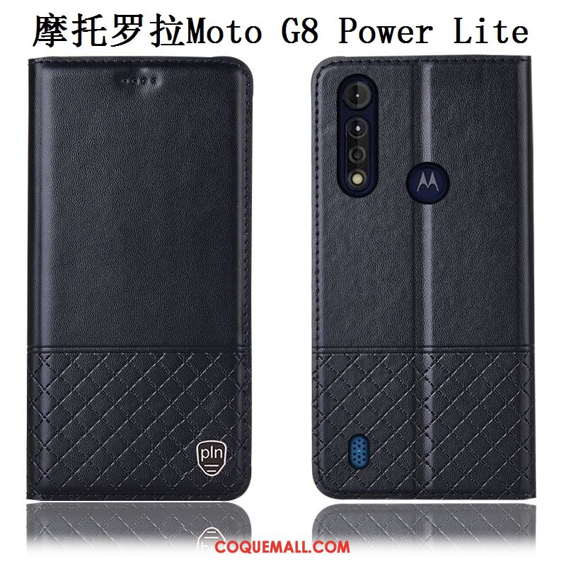 Étui Moto G8 Power Lite Incassable Téléphone Portable Bleu, Coque Moto G8 Power Lite Tout Compris Protection