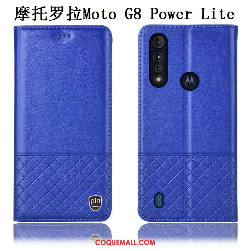 Étui Moto G8 Power Lite Incassable Téléphone Portable Bleu, Coque Moto G8 Power Lite Tout Compris Protection