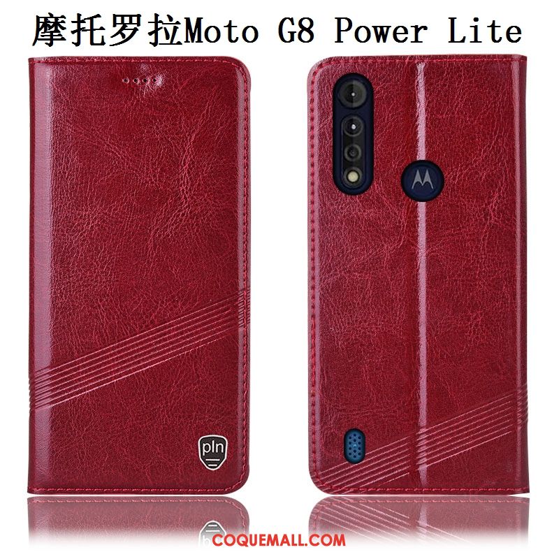 Étui Moto G8 Power Lite Téléphone Portable Cuir Véritable Protection, Coque Moto G8 Power Lite Modèle Fleurie Incassable