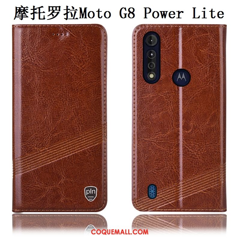 Étui Moto G8 Power Lite Téléphone Portable Cuir Véritable Protection, Coque Moto G8 Power Lite Modèle Fleurie Incassable