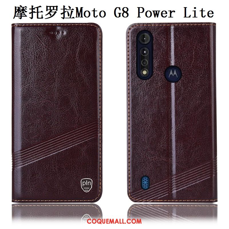 Étui Moto G8 Power Lite Téléphone Portable Cuir Véritable Protection, Coque Moto G8 Power Lite Modèle Fleurie Incassable