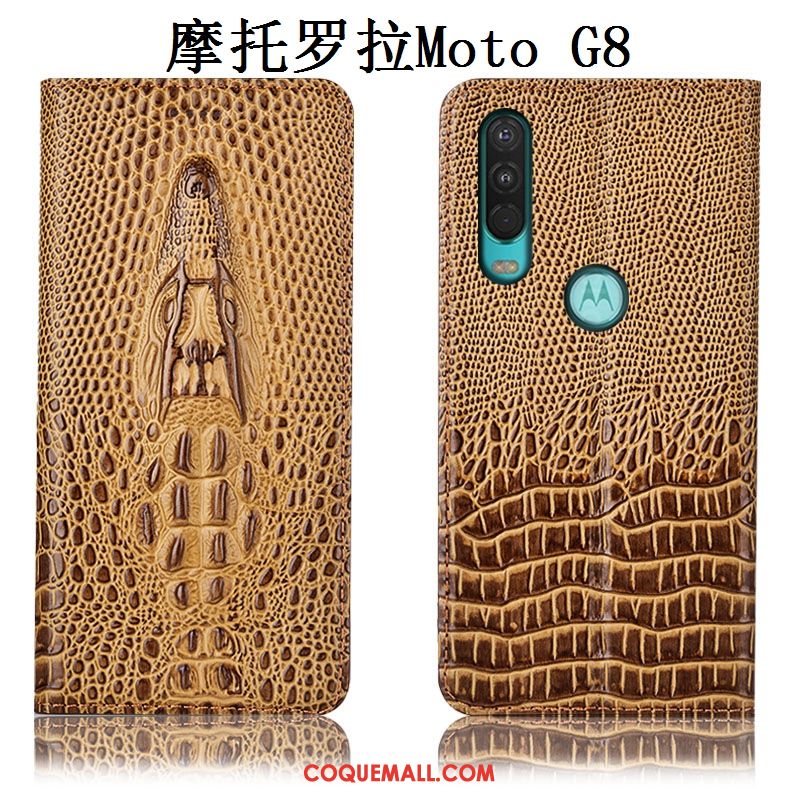 Étui Moto G8 Protection Incassable Téléphone Portable, Coque Moto G8 Tout Compris Jaune