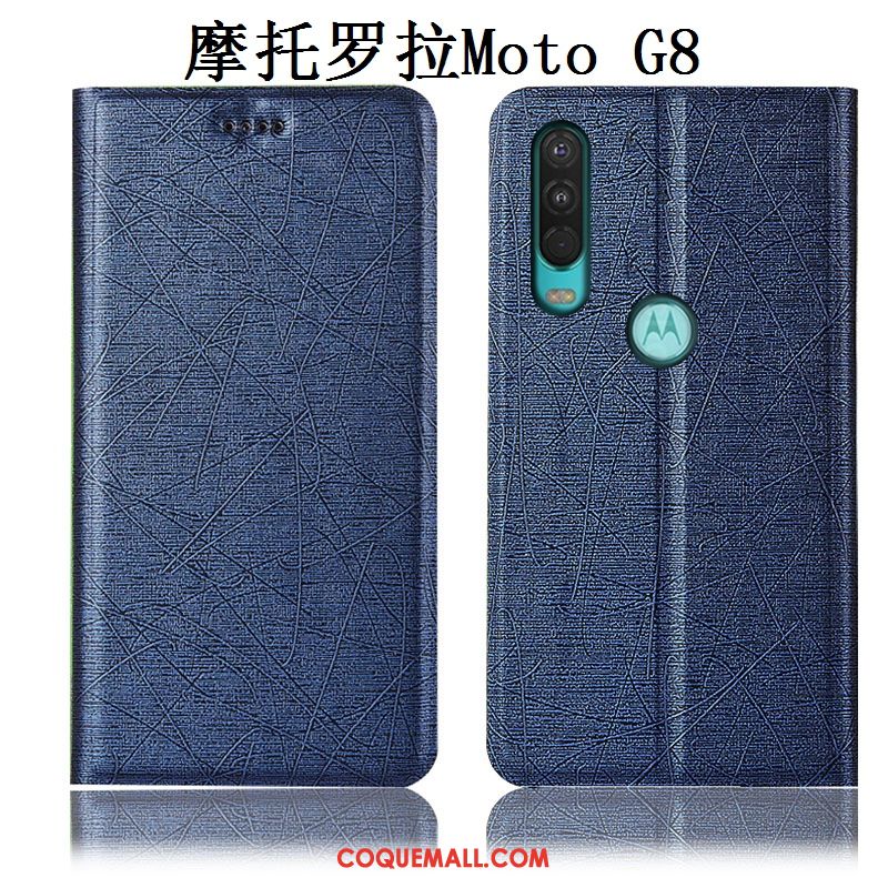 Étui Moto G8 Téléphone Portable En Cuir Tout Compris, Coque Moto G8 Soie Incassable