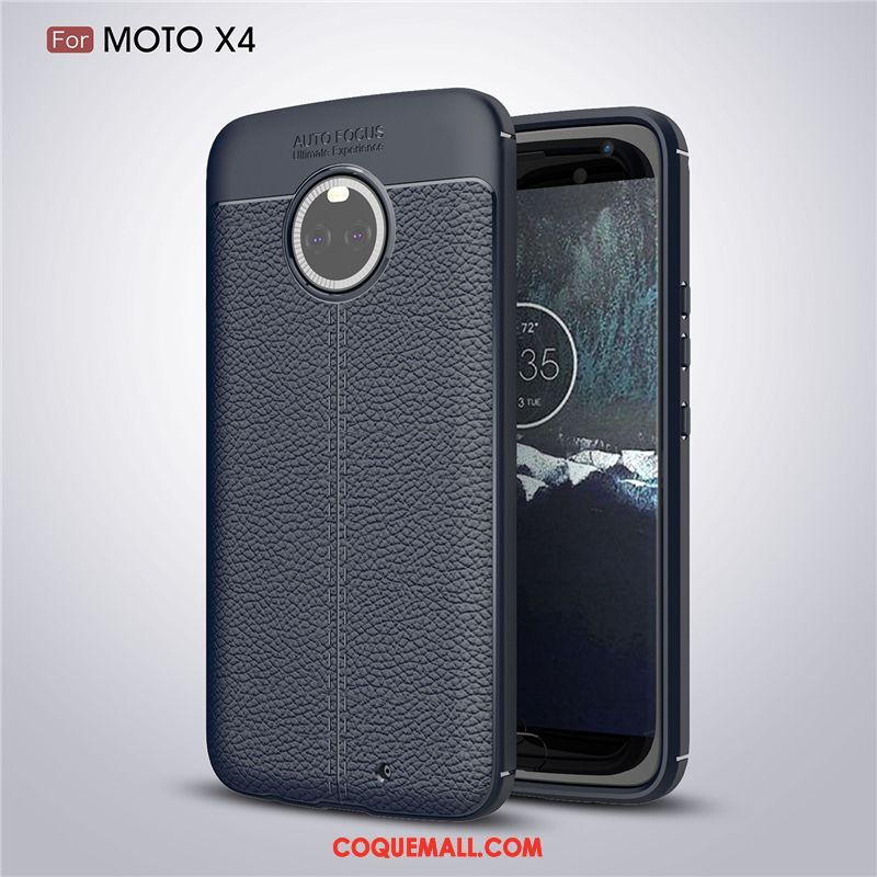 Étui Moto X4 Fluide Doux Silicone Protection, Coque Moto X4 Cuir Étoile