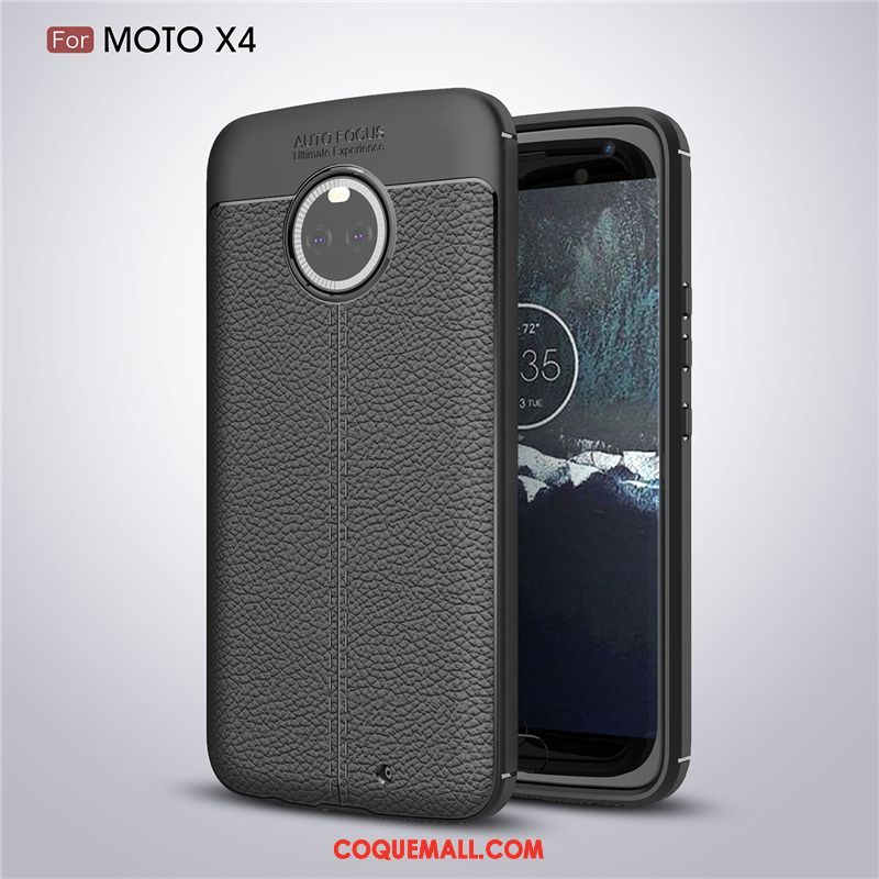 Étui Moto X4 Fluide Doux Silicone Protection, Coque Moto X4 Cuir Étoile