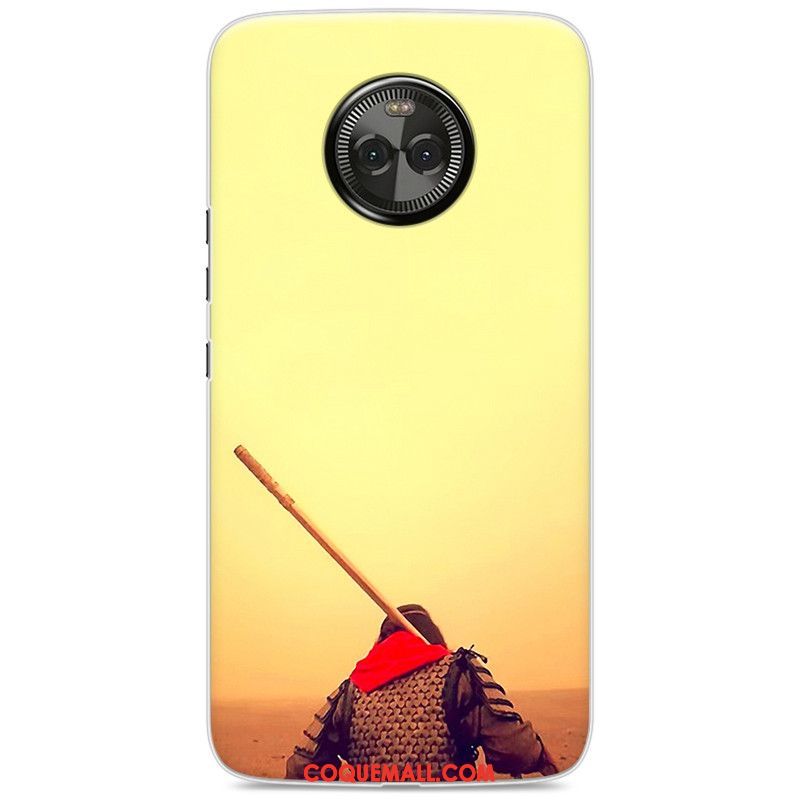 Étui Moto X4 Fluide Doux Silicone Style Chinois, Coque Moto X4 Tout Compris Jaune Beige