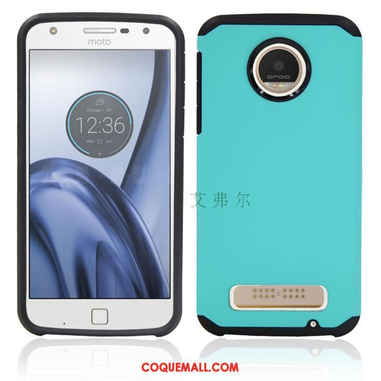 Étui Moto Z2 Play Bleu Vert Argent, Coque Moto Z2 Play Incassable Téléphone Portable