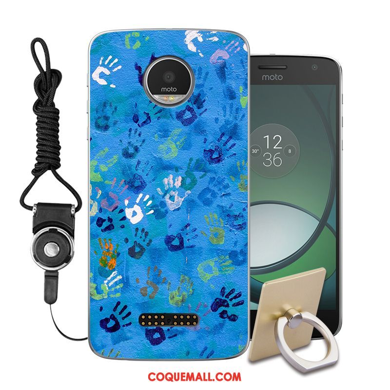 Étui Moto Z2 Play Fluide Doux Bleu Peinture, Coque Moto Z2 Play Incassable Téléphone Portable