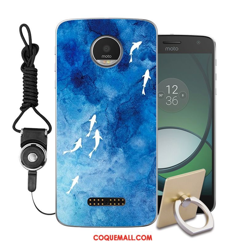 Étui Moto Z2 Play Fluide Doux Peinture Bleu, Coque Moto Z2 Play Incassable Téléphone Portable
