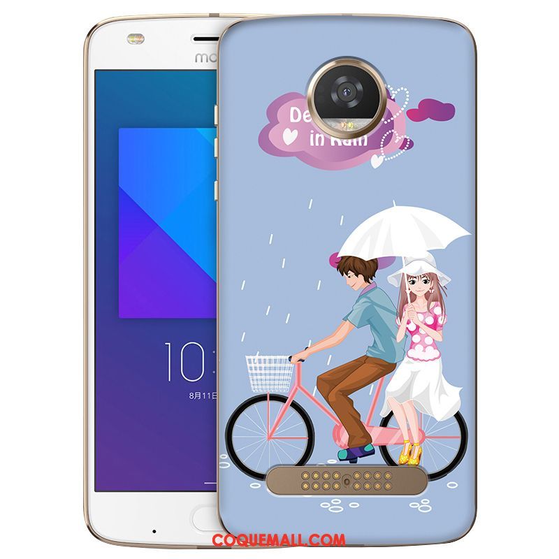 Étui Moto Z2 Play Fluide Doux Peinture Bleu, Coque Moto Z2 Play Téléphone Portable