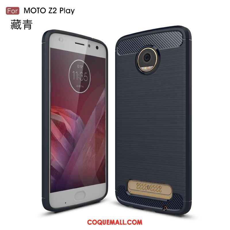 Étui Moto Z2 Play Protection Bleu Incassable, Coque Moto Z2 Play Noir Téléphone Portable