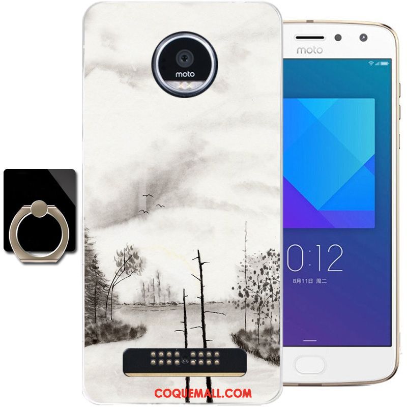 Étui Moto Z2 Play Protection Encre Fluide Doux, Coque Moto Z2 Play Téléphone Portable Gris