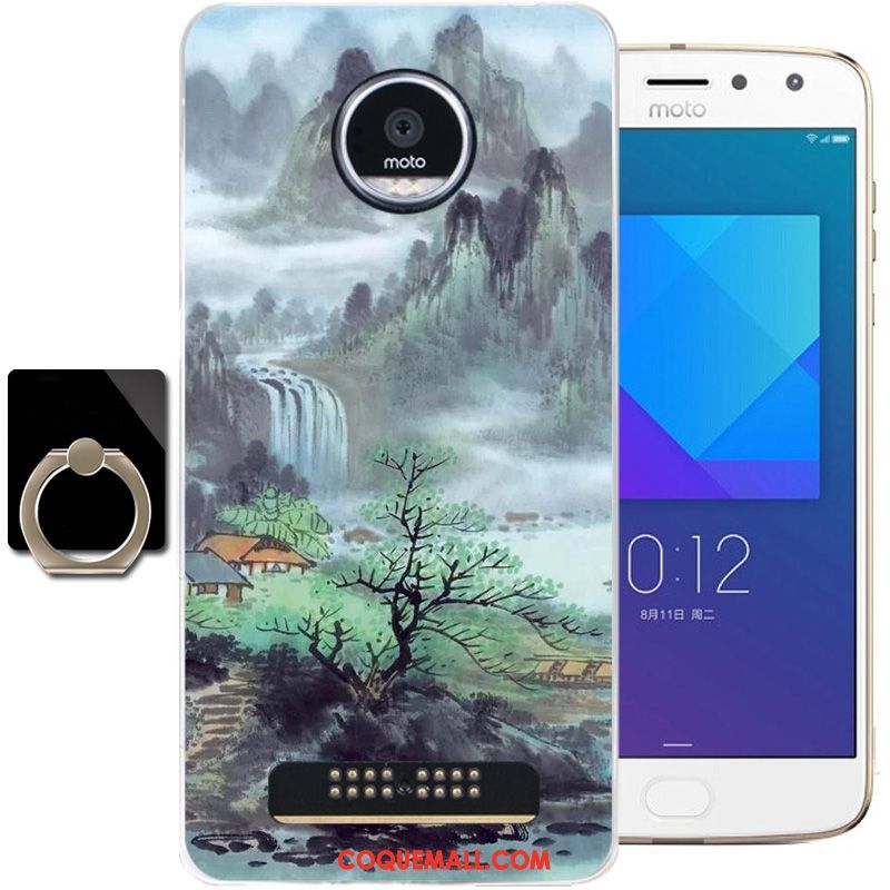 Étui Moto Z2 Play Protection Encre Fluide Doux, Coque Moto Z2 Play Téléphone Portable Gris