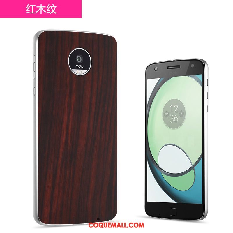 Étui Moto Z2 Play Téléphone Portable Couvercle Arrière Argent, Coque Moto Z2 Play Grain De Bois Bleu