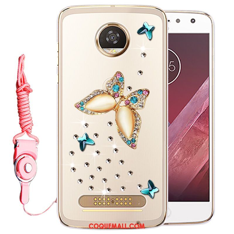 Étui Moto Z2 Play Téléphone Portable Strass Or, Coque Moto Z2 Play Protection