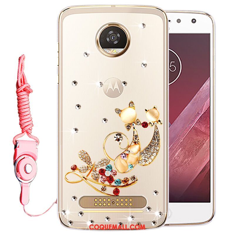 Étui Moto Z2 Play Téléphone Portable Strass Or, Coque Moto Z2 Play Protection