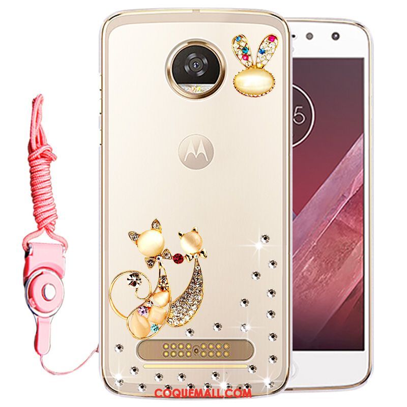 Étui Moto Z2 Play Téléphone Portable Strass Or, Coque Moto Z2 Play Protection