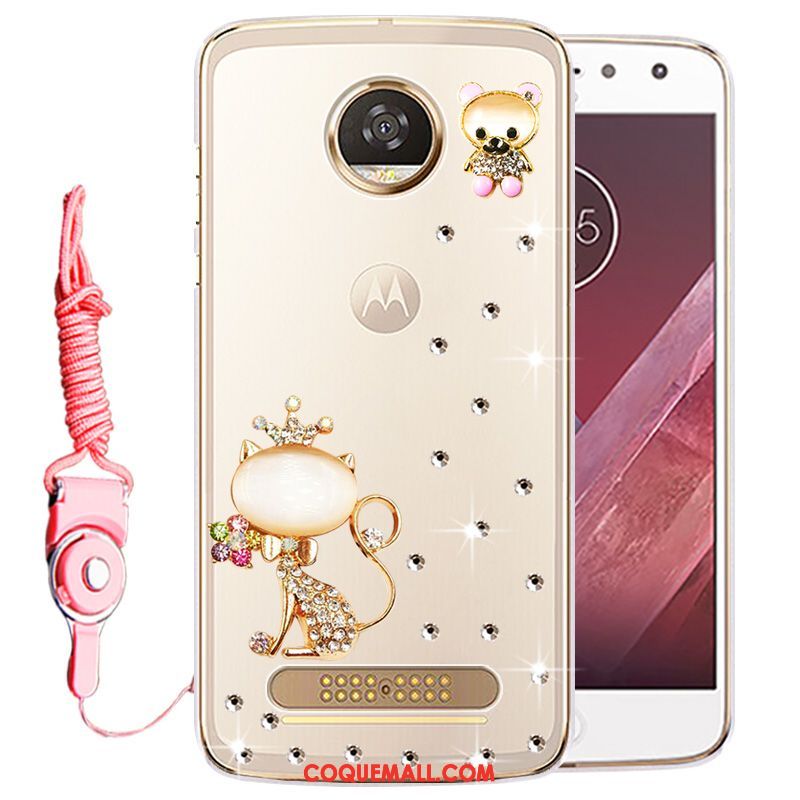 Étui Moto Z2 Play Téléphone Portable Strass Or, Coque Moto Z2 Play Protection