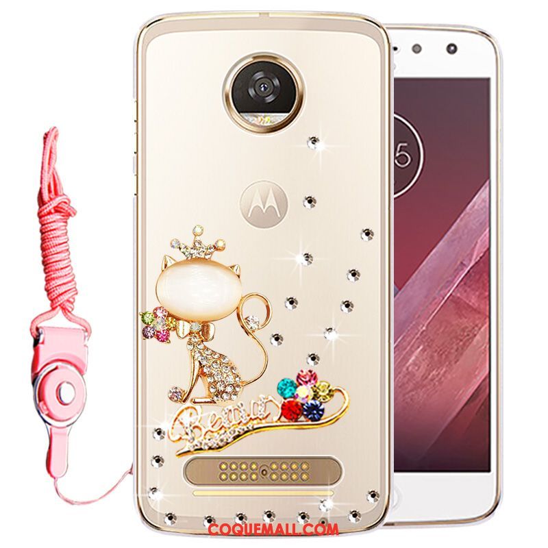 Étui Moto Z2 Play Téléphone Portable Strass Or, Coque Moto Z2 Play Protection