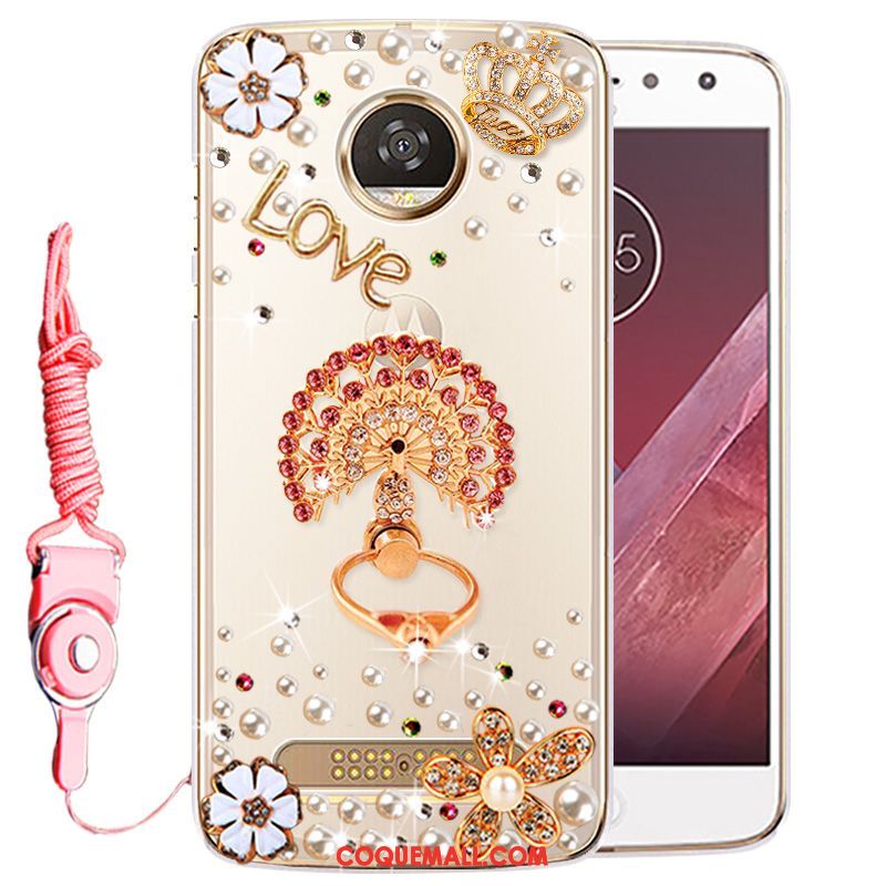 Étui Moto Z2 Play Téléphone Portable Strass Or, Coque Moto Z2 Play Protection