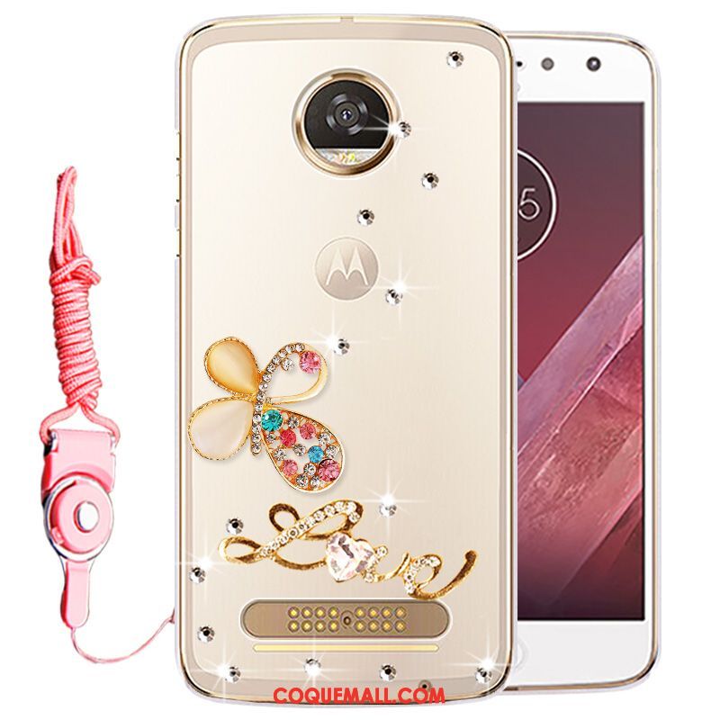 Étui Moto Z2 Play Téléphone Portable Strass Or, Coque Moto Z2 Play Protection