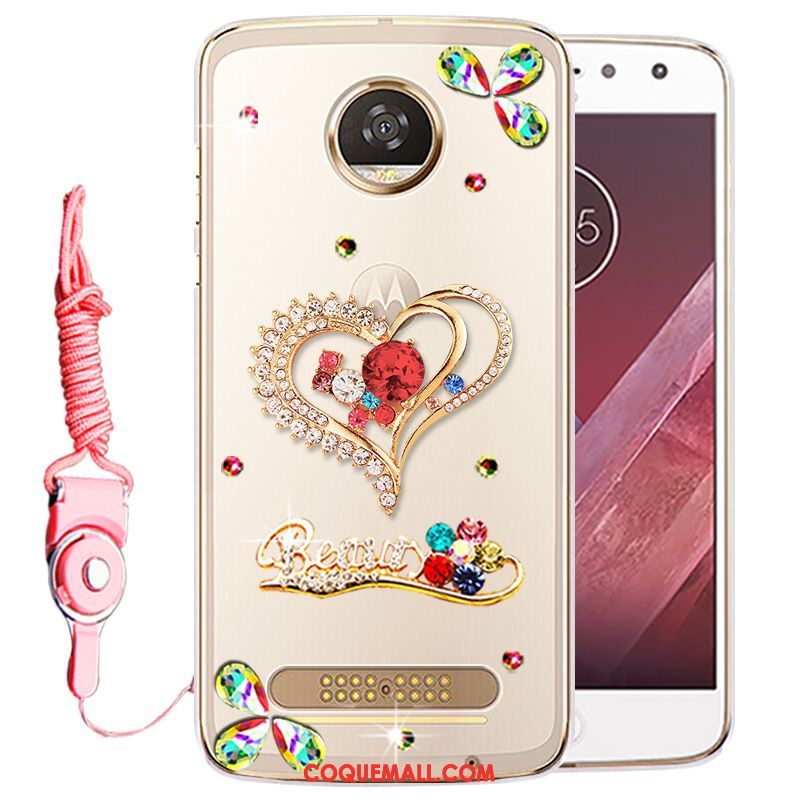 Étui Moto Z2 Play Téléphone Portable Strass Or, Coque Moto Z2 Play Protection