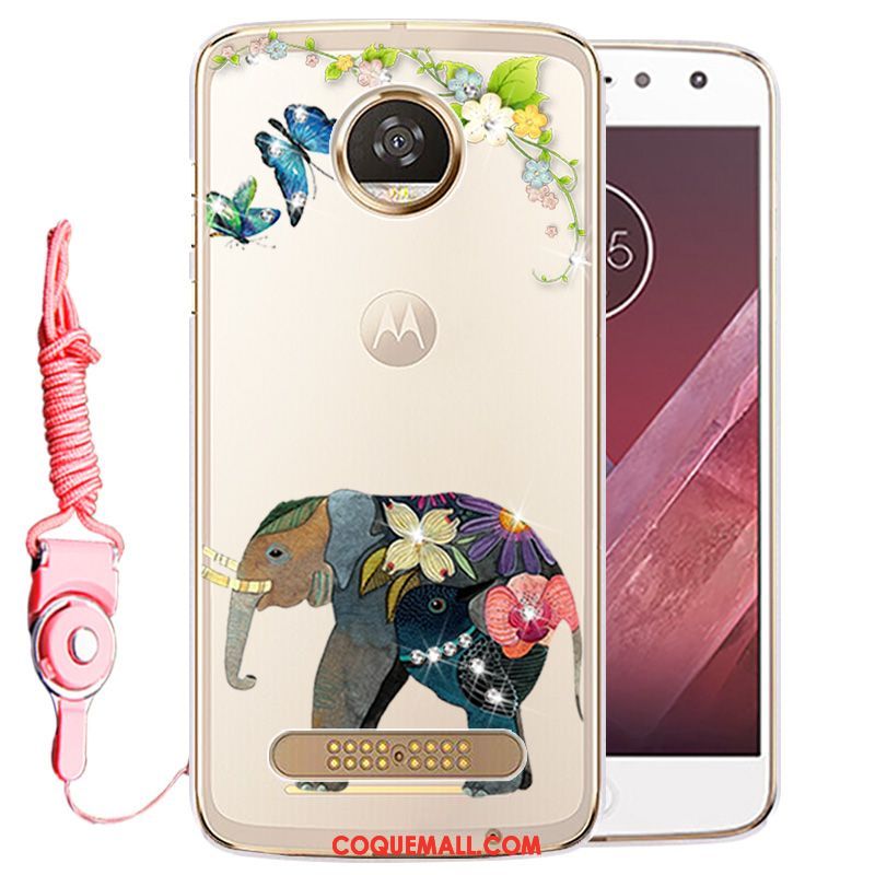 Étui Moto Z2 Play Téléphone Portable Strass Or, Coque Moto Z2 Play Protection